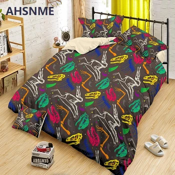 AHSNME Комплект постельного белья с динозавром, Скелет животного, Наборы пододеяльников для пуховых одеял, комплекты для односпальной кровати, детское постельное белье, прямая поставка, постельное белье