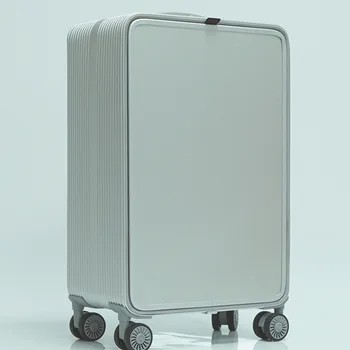 Открывающаяся спереди сумка для ноутбука, 100% алюминиевый ручной чемодан, вращающиеся колеса для багажа, бизнес-тележка, чемодан на колесиках