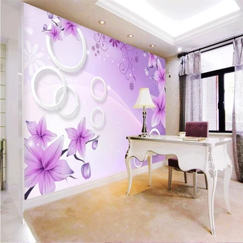 beibehang Home Decor Фон отеля с фиолетовым цветком лилии, современные настенные обои для гостиной, 3D обои