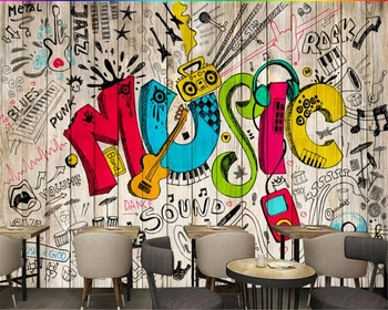 beibehang papel de parede 3d Ретро винтаж hudas beauty рисованные каракули музыкальный бар кафе фоновые обои для гостиной