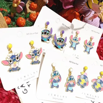 Висячие серьги Disney Stitch Lilo, металлические серьги из аниме Каваи, ювелирные изделия ручной работы, модные украшения для женщин, подарки на день рождения