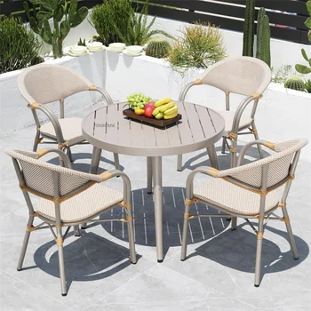 Современные наборы садовой мебели для улицы, стол и стулья для отдыха на балконе, Ротанговый стул для отдыха на открытом воздухе, обеденный стол на открытом воздухе