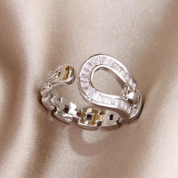 2023 новый дизайн, роскошные кольца с геометрическим регулированием кристаллов для женщин, нежные кольца с цирконием из 14-каратного золота, подарок для вечеринок