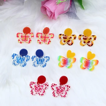 U-Волшебные креативные серьги с разноцветными бабочками для женщин, модные вечерние серьги с дугообразным леопардом, ювелирные изделия
