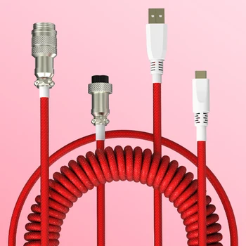 Прямая поставка, спиральный USB-кабель Type C для механической клавиатуры, разъем Aviator, спиральный паракорд с втулкой
