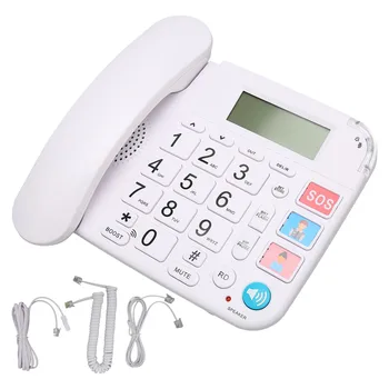 Домашний проводной телефон ЖК-дисплей Регулировка громкости мелодии звонка Большая кнопка Стационарный телефон с динамиком для пожилых людей