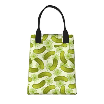 Большая модная продуктовая сумка для маринованных огурцов с ручками, многоразовая хозяйственная сумка из прочной винтажной хлопчатобумажной ткани