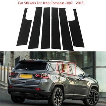 6 шт., черная дверная оконная колонна, накладка на стойку BC, материал для ПК, наклейки для Jeep Compass 2007 - 2015 Автомобильные аксессуары