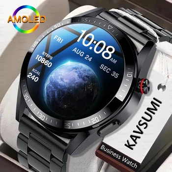 Новые мужские смарт-часы с экраном 454 *454, на котором всегда отображается время вызова по Bluetooth, 8 ГБ памяти, локальная музыка, умные часы для Samsung Huawei
