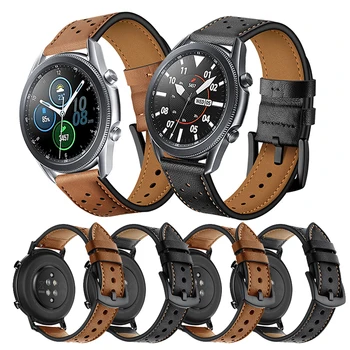 Ремешок из натуральной Кожи Для Gear Sport/S2 S3 42/46 мм Ремешок Браслет Для Samsung Galaxy Watch 3 Active 2 41/45 мм 20 мм 22 мм Ремешок Для часов