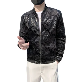 Qj Cinga Брендовая деловая повседневная куртка Мужская одежда 2023 Новая мода Роскошные пальто с бейсбольным воротником Homme Черные топы