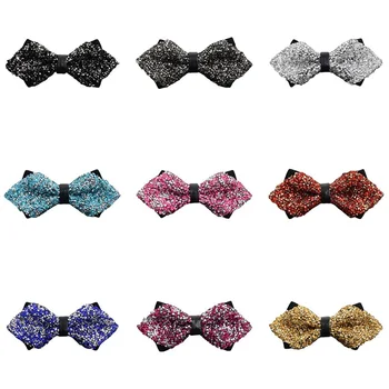 Мужские Хрустальные Кожаные галстуки-бабочки с бриллиантовым наконечником, Благородные Роскошные Блестящие галстуки-бабочки BWTQN0331
