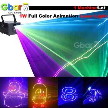 Без налога 1 Вт Лазер RGB Полноцветная Анимация Лазерный Луч ILDA Программа DJ Дискотека Рождественский И Праздничный Сценический Проектор KTV 1шт