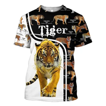 Летние футболки с 3D-принтом тигра, мужские футболки с изображением животных в стиле харадзюку, повседневная уличная одежда оверсайз с коротким рукавом, оверсайз, индивидуальность