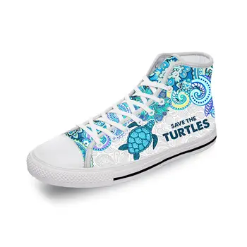 Кроссовки Save The Turtles с высоким берцем, мужская и женская повседневная обувь для подростков, парусиновые кроссовки для бега с 3D принтом, дышащая легкая обувь