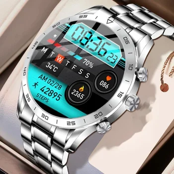 2023 Умные часы Man AMOLED с полным сенсорным экраном Bluetooth с циферблатом, синхронизацией контактов, частотой сердечных сокращений, Здоровыми спортивными часами, Мужские Умные часы для мужчин