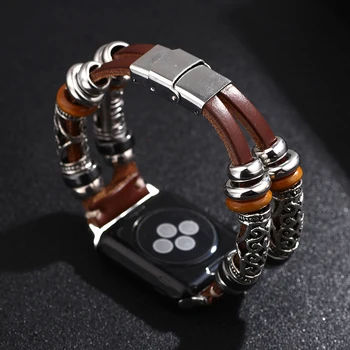 Ретро Кожаный ремешок для Apple Watch 42 мм 38 мм 40 мм 44 мм Ремешок для часов Apple Watch Series 5 4 3 2 1 Аксессуары