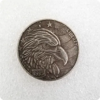 Никелевая монета Hobo 1935 года, монета Buffalo Eagle, памятные монеты США, Морган Либерти Доллар, предметы коллекционирования для дома # 332