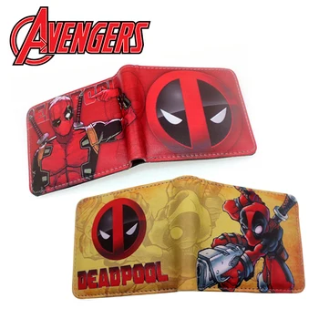 Кожаный короткий кошелек Disney Avengers для мужчин с изображением супергероя Дэдпула из аниме, держатель для удостоверения личности, Кошельки, подарок для детского мультяшного кошелька для монет