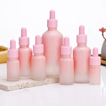 5X Градиентная Розовая Бутылка-Капельница Многоразового Использования, Матовое Эфирное Масло, Стеклянная Жидкость Для Ароматерапии, 5-100 мл, Капельные Массажные Бутылки-Пипетки
