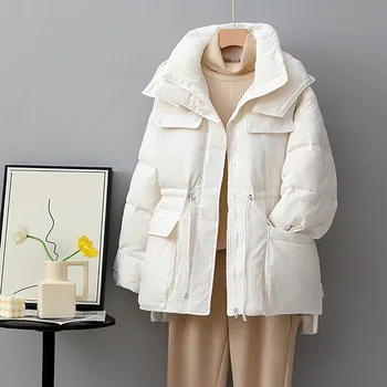 2022 новый Повседневный пуховик женская зимняя куртка на белом утином пуху в корейском стиле, модная пуховая куртка с капюшоном