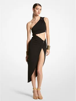 Новое модное сексуальное платье миди с разрезом на одно плечо и высокой талией, женское коктейльное платье для вечеринки, Летнее пляжное платье Vestido, призвание