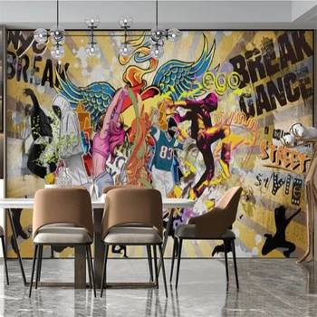 Пользовательские обои Уличное граффити 3d фреска индивидуальность музыкальный бар танцевальная студия ресторан фон настенная декоративная роспись Обои