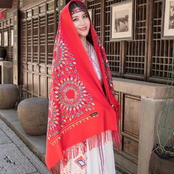 22 Цвета, женский кашемировый шарф из Пашмины с вышивкой, Цветочный шарф, хиджаб, обертывание, Зимние Толстые шали, повязка на голову, популярный хиджаб, мусульманские шарфы