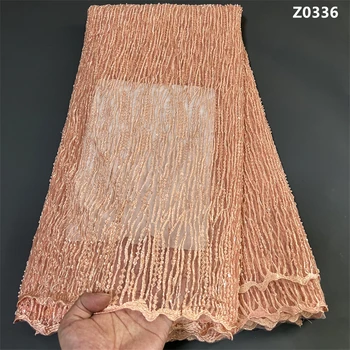 2023 Высококачественная Африканская Нигерийская Тюлевая Кружевная ткань с вышивкой пайетками, Французское Гипюровое Свадебное платье, расшитое бисером, 5 ярдов