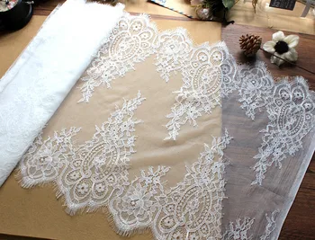 Кружевная ткань для ресниц черного/не совсем белого цвета, свадебное украшение.Скатерть DIY Crafts Ширина 38 см 3 мс/лот
