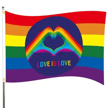 Радужный флаг Гордости Любовь Есть Любовь Декоративный Знак Наружный Солнцезащитный баннер из полиэстера с яркой устойчивостью к выцветанию 90x150 см Без флагштока