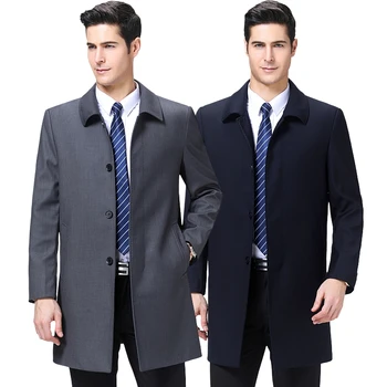 Новая куртка среднего возраста, мужская куртка, весна-осень, деловая секция, повседневная ветровка с лацканами, куртка средней длины, верхняя одежда