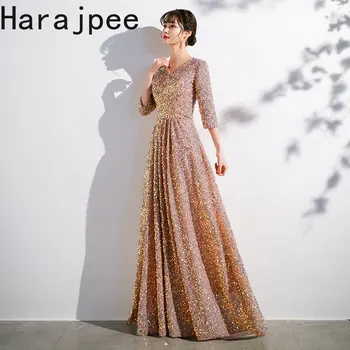 Модное женское платье Harajpee 2023, Летняя вечерняя одежда, расшитая блестками, трапециевидные платья со средним рукавом для банкета, длинные женские платья для вечеринок