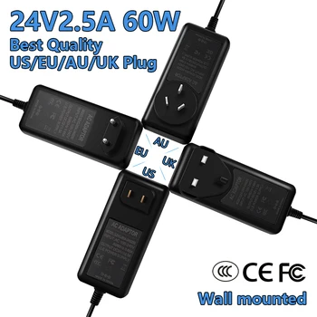 CCC CE Высококачественный AC100V-240V к DC24V 2.5A 60 Вт Настенный Адаптер Питания Для 24 В Водоочистителя CCTV