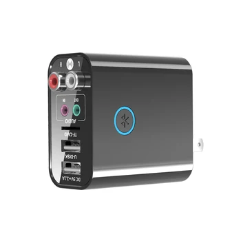 Многофункциональный беспроводной аудиоприемник Bluetooth 5.0, адаптер для передатчика, воспроизведение с диска TF / U, быстрая зарядка через USB для наушников, управление телевизором.