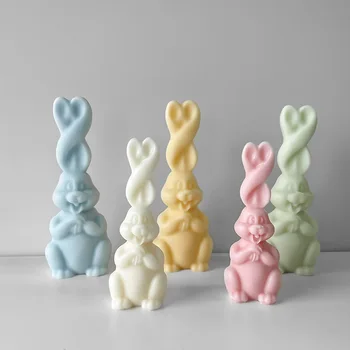 Украшения для свечей в виде кролика с длинными ушами, силиконовая форма, сделай САМ, Пасхальный кролик, Абразивная свеча для ароматерапии