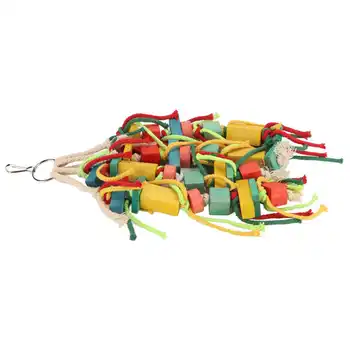  Жевательная игрушка Хлопчатобумажная веревка, красочная игрушка для укуса птицы для волнистых попугайчиков