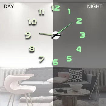 Настенные часы большого современного дизайна, цифровые 3D винтажные светящиеся часы Horloge, сделанные своими руками, акриловые зеркальные кварцевые часы Reloj de Brief, стереоскопические