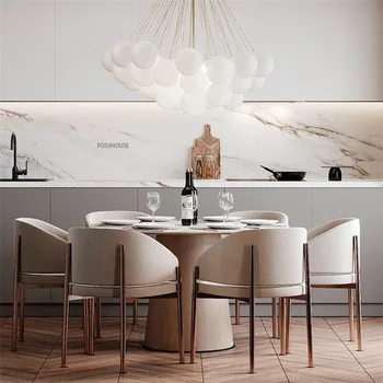 Обеденные стулья из скандинавской ткани для кухонной мебели Home Light Роскошный гостиничный металлический шезлонг с простой спинкой и подлокотником Обеденный стул