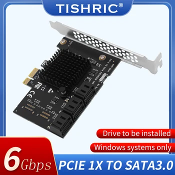 TISHRIC PCIE Карта расширения Sata PCI Express Множитель PCIE От 1X до 6 Портов Контроллер Sata 3.0 PCIE3.0 Адаптер Sata Дополнительные карты