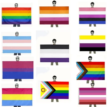 90*150 см Радужный флаг Гей Лесбиянка Гомосексуалист Бисексуал ЛГБТ Прайд Асексуал Гендерная жидкость недвоичный