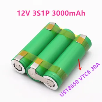 12V US18650 VTC6 аккумулятор 3000mAh 30amps для батареи отвертки 12.6V сварная паяльная лента 3S1P 12.6v аккумуляторная батарея (настроить)