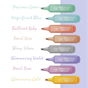 8 цветов / набор Металлического хайлайтера Set - Набор из 8 Тонких блестящих маркеров-хайлайтеров Для заметок и ведения дневника