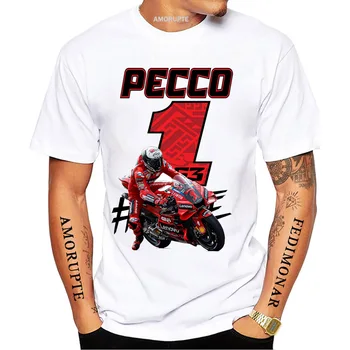 1 Номер Pecco Bagnaia 63 2023 Новая футболка для верховой езды, повседневная футболка для мальчика в стиле хип-хоп, мужские спортивные футболки для мотогонок, белые футболки