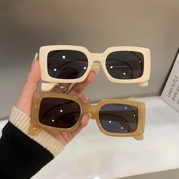 Оттенки солнцезащитных очков Женские 2023 Винтажные солнцезащитные очки в квадратной оправе Модные для мужчин Крутые популярные женские очки в стиле ретро хип-хоп