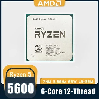 Новый AMD Ryzen 5 5600 R5 5600 3,5 ГГц 6-ядерный 12-потоковый процессор с процессором 7 Нм L3 = 32 М 100-000000927 Сокет AM4 Новый И без Кулера