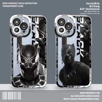 Marvel Fashion Черная Пантера Прозрачный Чехол для iPhone 14 Pro Max 8 6 7Plus 11 12Pro SE 2020 XR XS 13mini X XSMax Прозрачная Крышка