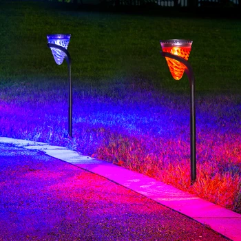 RGB Красочные садовые фонари Солнечная светодиодная лампа Наружная Солнечная дорожка Газонная лампа для декора сада Ландшафтное освещение Водонепроницаемый