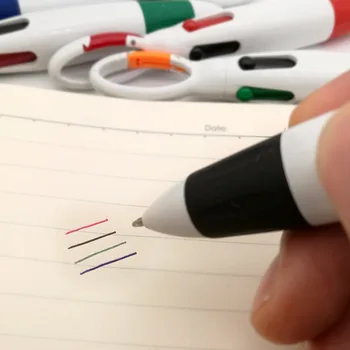 Карманная шариковая ручка с цветным карабином 4 В 1, Многоцветный брелок для ключей, Шариковая ручка, Школьные канцелярские принадлежности, Милая ручка для письма с пряжкой Оптом