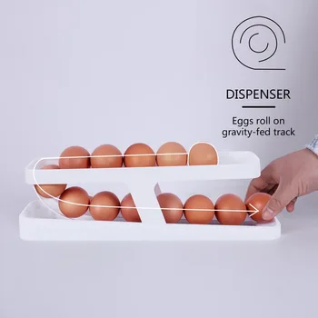 Кухонная Автоматическая Прокручивающаяся Подставка Для яиц, Ящик Для хранения, Корзина для яиц, Контейнер, Органайзер, холодильник, Дозатор яиц